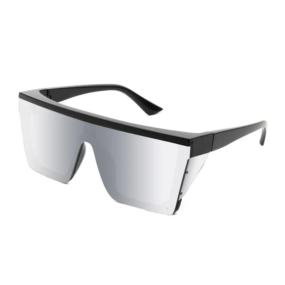 3407 ANSI Z87 Custom Logo Safety Sunglasses As/nzs 1337.1 Side Shield Oversized Square Mirror Silver Sunglasses Men Women