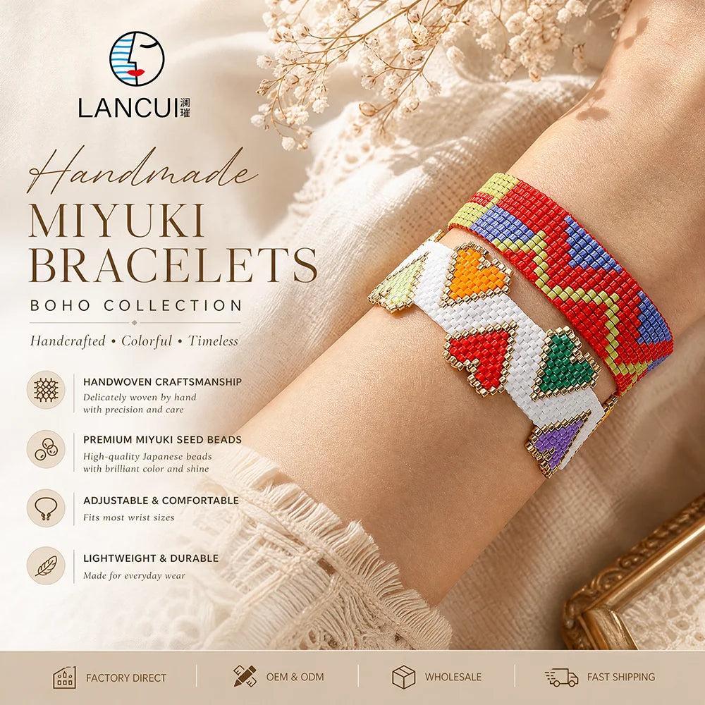 15 Designs Women Multiple Colors Handmade Adjustable Religious Geometric Miyuki Seed Beaded Bracelets