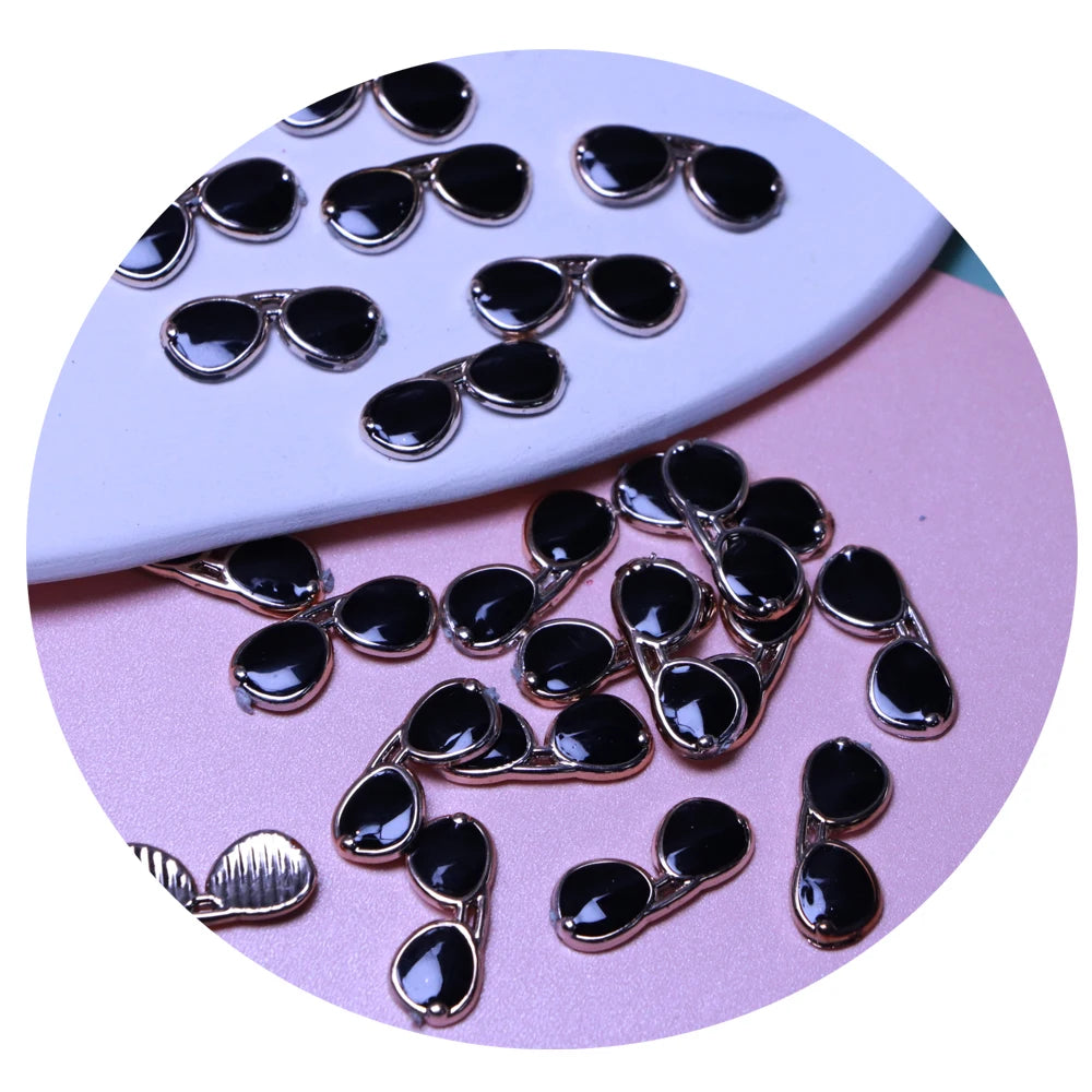 Mini Black Sunglasses Flatback Resin Cabochon DIY Decor Play Toys for Dolls Fashion Accessories Miniature Doll Accessories