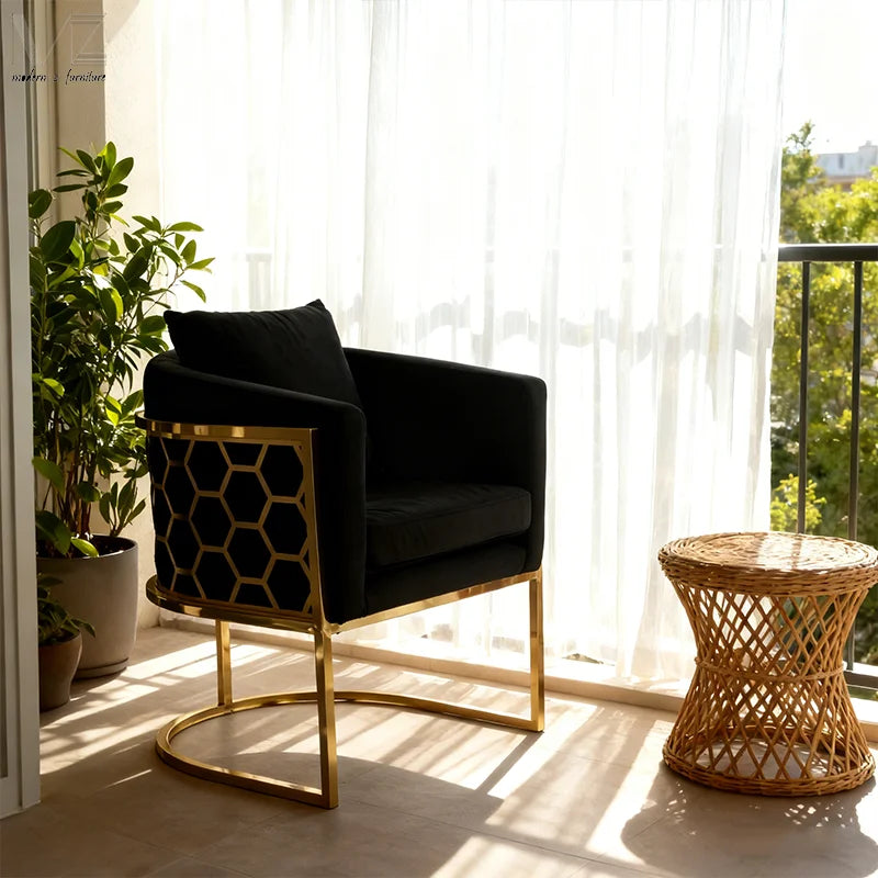 Wholesale Accent Chair Furniture Green Fabric Metal Frame Nordic Lounge Chair New Occasional Chair