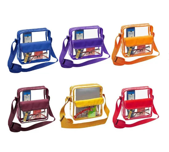 Wholesale Transparent PVC Crossbody Tote Bag Unisex Mini Clear Shoulder Bag with Adjustable Strap for Shopping