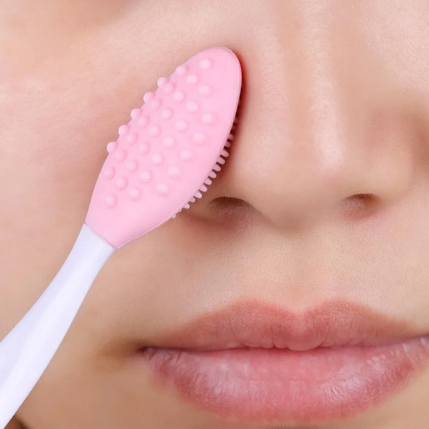 1PC Double-Sided Silicone Brush Beauty Skin Care Wash Face Tool for Blackhead Removal Exfoliating Nose Lip Clean Makeup Tools