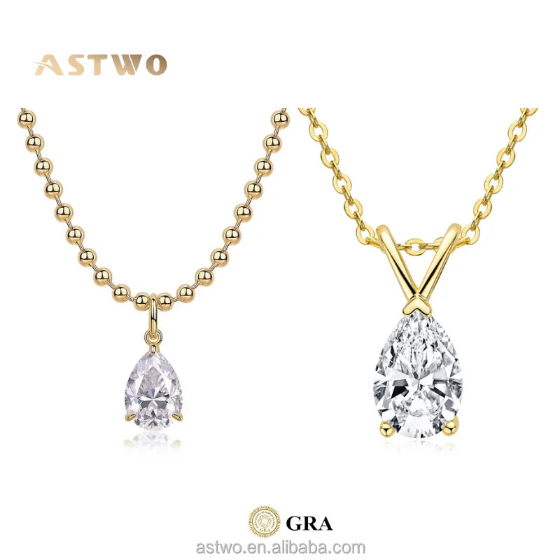 5ct Gold Plated S925 Sterling Silver Moissanite Diamond 1CT Vvs D Color  Necklace Moissanite Pendant Necklace
