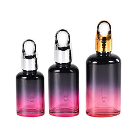Custom Gradient Red Clear Empty Essential Oil Bottle Serum Glass Dropper Bottle Skin Care 30ml Dropper Bottle