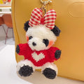 Peluches DIY Heart Crochet Sweater Panda Doll Keychain Stuffed Animal Toys Plush Keychain Plushie Bow Panda Keychain Accessories