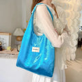 Simple Design Women Vest Shoulder Bag Large Capacity Pearlescent Female Shopping Bags Commute College Girls Book Tote Handbags