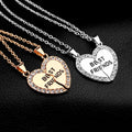 Wholesale Custom BBF Best Friend Series Zircon Heart-shaped Splicing Pendant Fine Jewelry Necklaces
