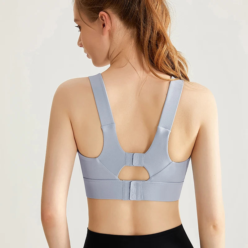 FLW High Quality Lightweight Breathable Women's Gym Active Crop Tops Yoga Wear Fitness Blue High Support Four-Way Stretch Sport