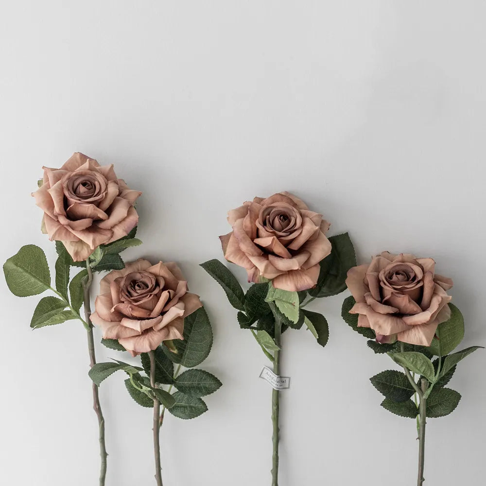 YOPIN-118 Wholesale Artificial Single Silk Real Touch Roses Wedding Faux Flowers