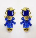 2022 Zooying Luxurious Vintage Gold Filled Resin Earring Crystal  Square Glass Earrings Mix Color Earrings