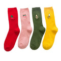 Cute Cartoon Fruit Pattern Banana Cherry Girls Women Cotton Socks Korean Embroidery Funny Long Socks