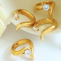 Good Quality Fashion Pvd Plated Gold 18k Plated Women Ladies Rings Stainless Steel Zircon Ring