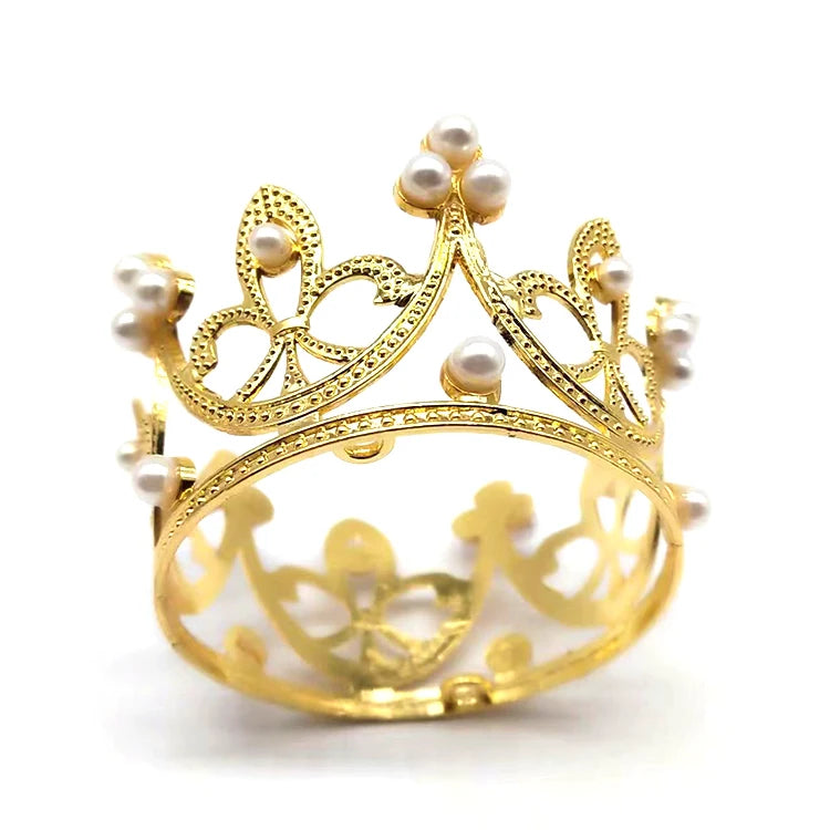 Wholesale Fashion Mini Birthday Crown Princess Tiaras Metal Imitation Pearl Crown for Children Hair Jewelry Ornaments