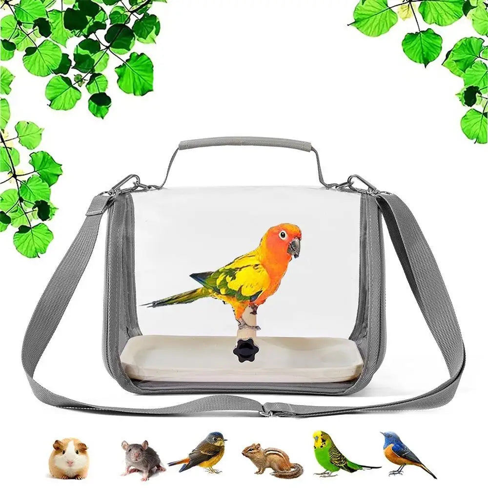 Foldable Portable Small Bird Backpack Zipper Closure Pet Carrier with Lizard Cage for Parrot Pigeon Other Small Pets