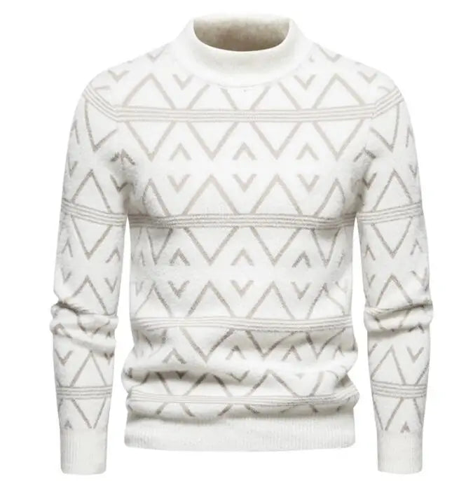Men's Sweaters Pullover Knitted Wool Round Neck Men Sweater Stripe Custom Thick Fur Knitwear