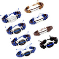 Factory Custom Made Leather Jewelry for Policeman Polices Mom Wife Dad Sister Son Back the Blue Line Genuine Leather Bracelets