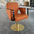 Wholesale Orange Leather Barber Chair Gold Base Salon Beauty Furniture for Hair Salon