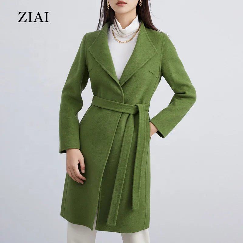 Wholesale Wool Double-sided Woolen Coat Women's A/W New Mid-length Woolen Jacket Warm Slim Double-sided Woolen Coat