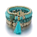 Bohemian Ethnic Style Bracelet Fashion Hand Turquoise Tassel Beaded Personalized Chain Bracelet for Girl