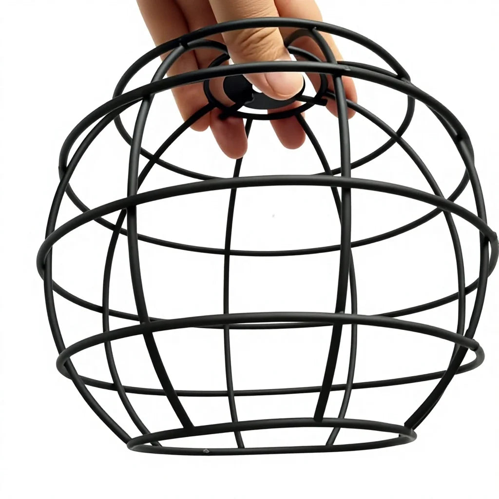 Modern Vintage Iron Hand-made Electroplated Victorian Minimalist European-style Rustic Pendant Lamp Bulb Cage Guard Traditional