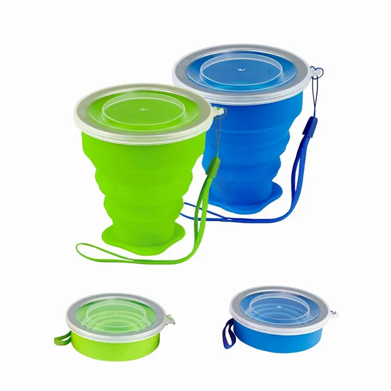 Portable 200ml Reusable Silicone Travel Cup Foldable Outdoor Coffee and Tea Cups with Saucers