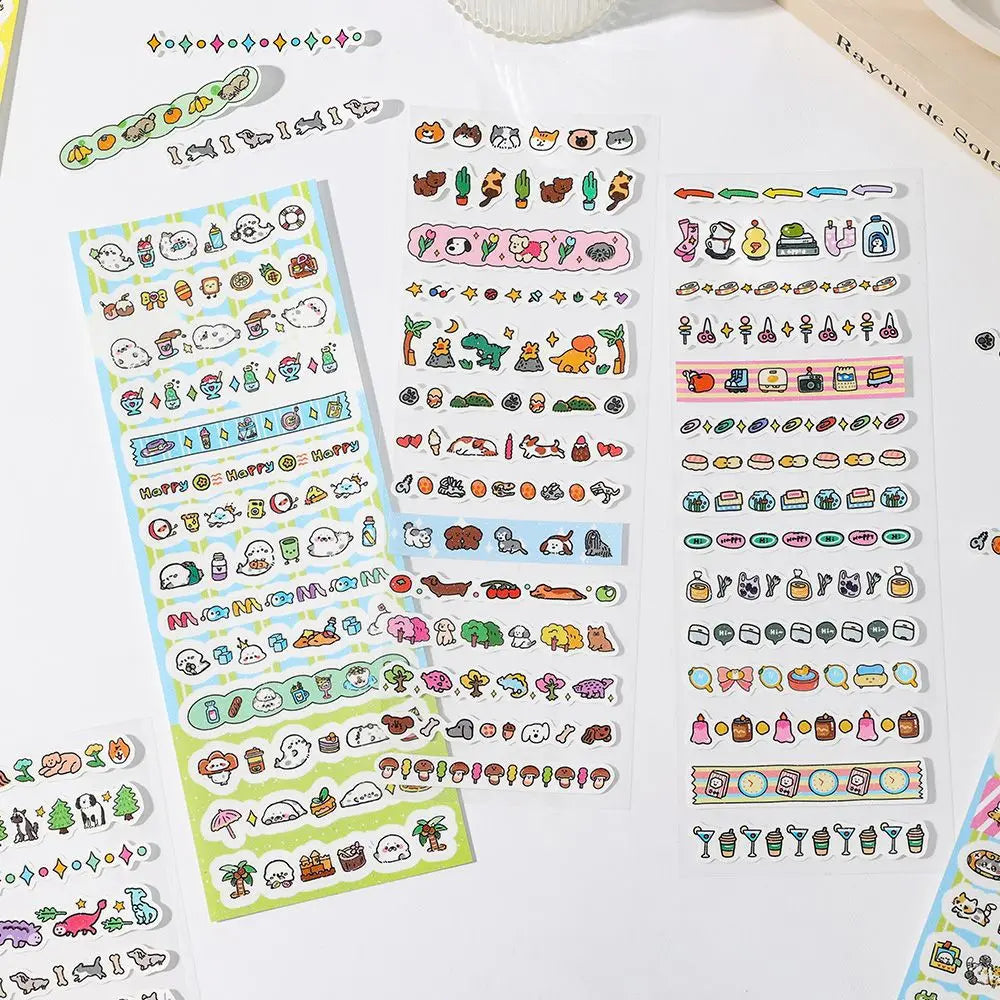 3pcs/pack Glitter sand long strip tape Colorful life home series cartoon cute handbook coo card decorative match