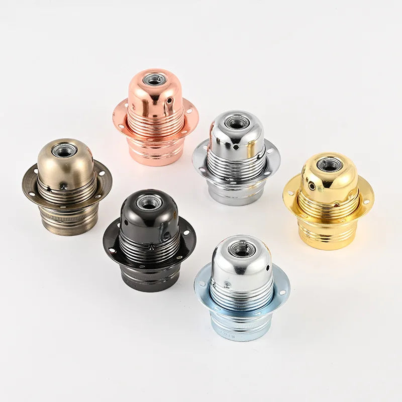 E27 Full Thread Metal Iron Lamp Socket Single Ring Lamp Base for Table Lamp Floor Lamp Pendant Light