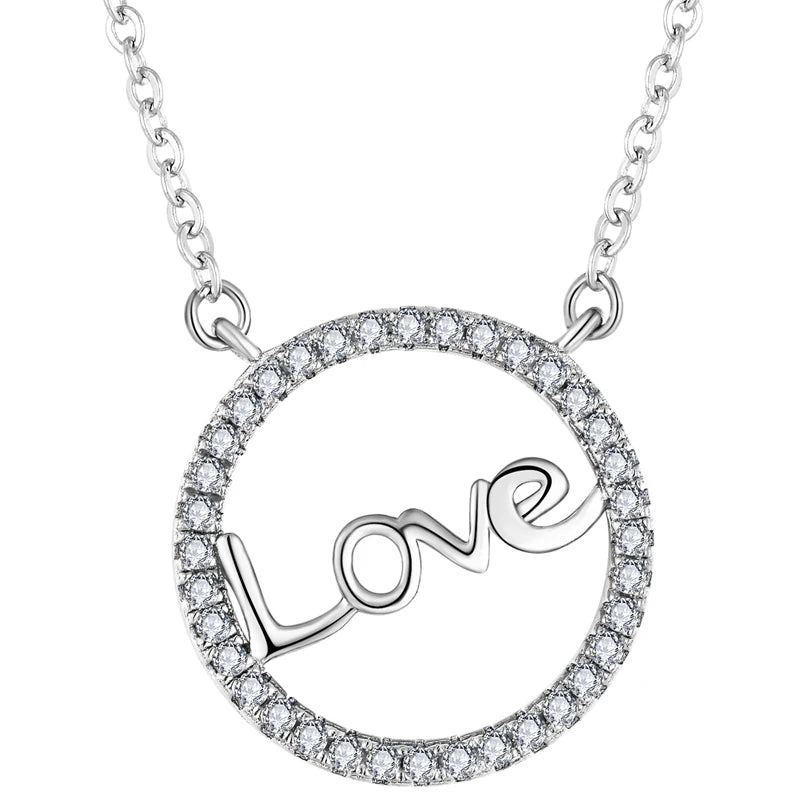 Rhodium Plated Sterling Silver Zircon Romantic Gifts Lovers Couple Custom Iced Out Necklaces for Women