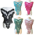 WDP-295 Blue Crystal Beaded Fringe Rhinestone Wedding Bodice Sash Applique for Bridal Bridesmaid Party Evening Dress