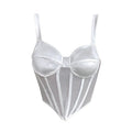 MANNI Women's Mesh Bustier Crop Top Push up Corset Tops Bra White Bustier Tops for Women