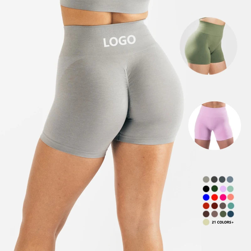 JY Custom High Waist Scrunch Yoga Shorts Fitness Running Yoga Short Seamless Butt Lift Gym Shorts Biker Yoga Shorts for Women