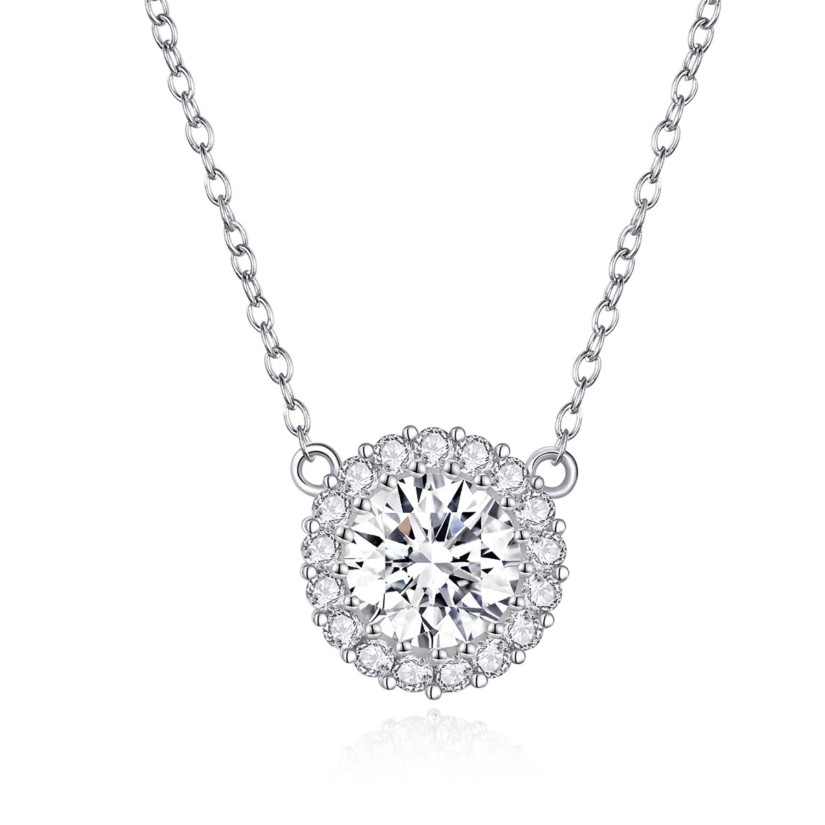 925 Silver Chain Link Necklace with Clear Cubic Zirconia - Elegant Adjustable Chain Jewelry for Women Dainty Everyday Wear