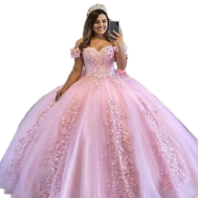 Women's Elegant Floral Embroidered Tulle Maxi Dress Pink Evening Gown for Formal Dinner Prom & Party Plus Size XL Anti-Static