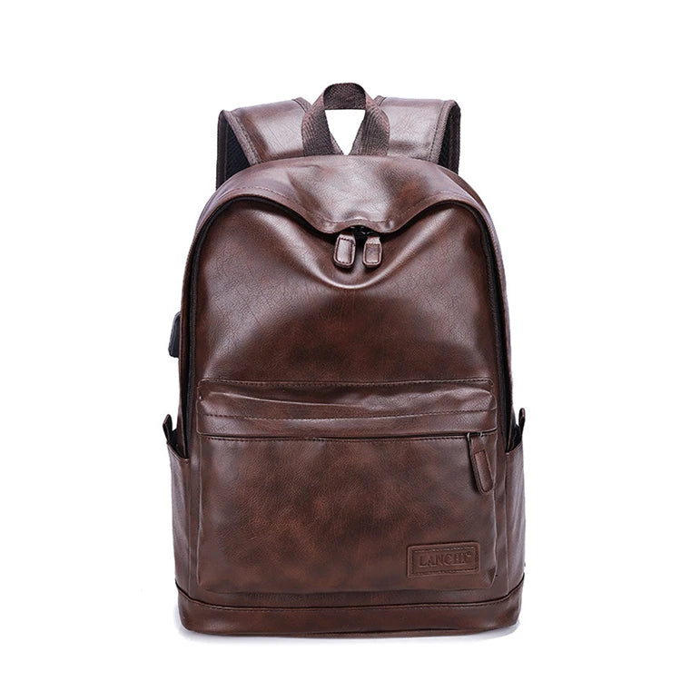 Custom Handmade Luxury Embossed Business Mini Youth Waterproof Usb Travel Men Bags Boys Leather Backpack