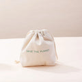 Silk Print Letter Cotton and Hemp Eco Friendly Canvas Makeup Pouch Drawstring Bag Custom Logo