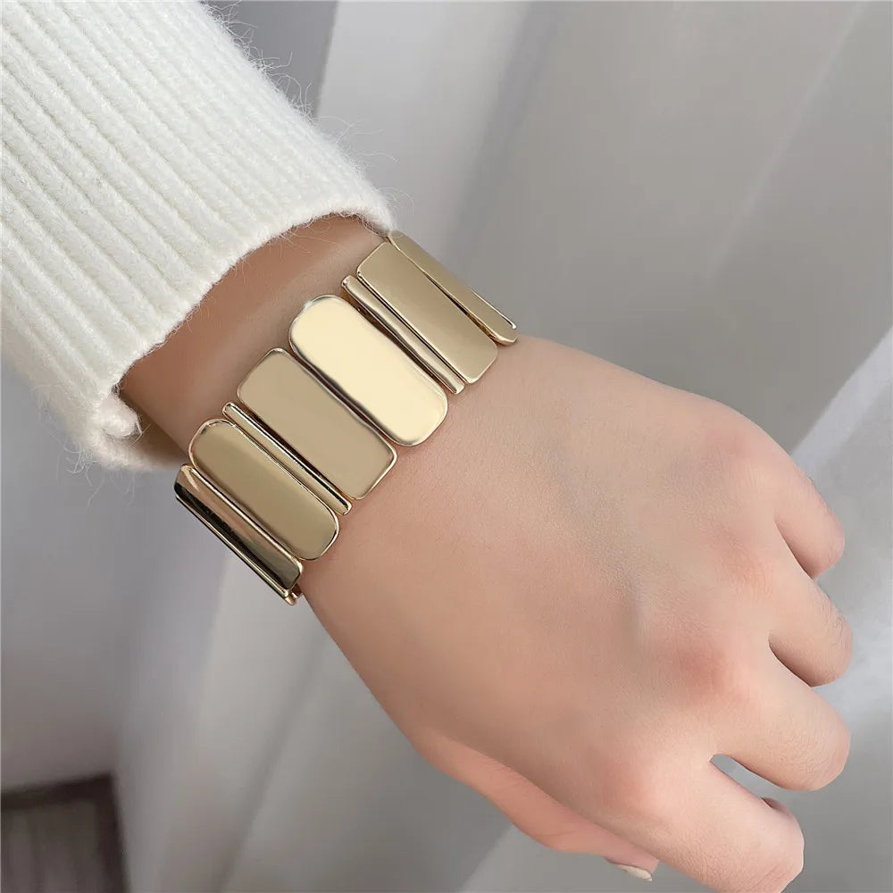 Factory Wholesale Simple Bangle Stretchable Bracelet Unique Stainless Steel Hand Bracelet for Women