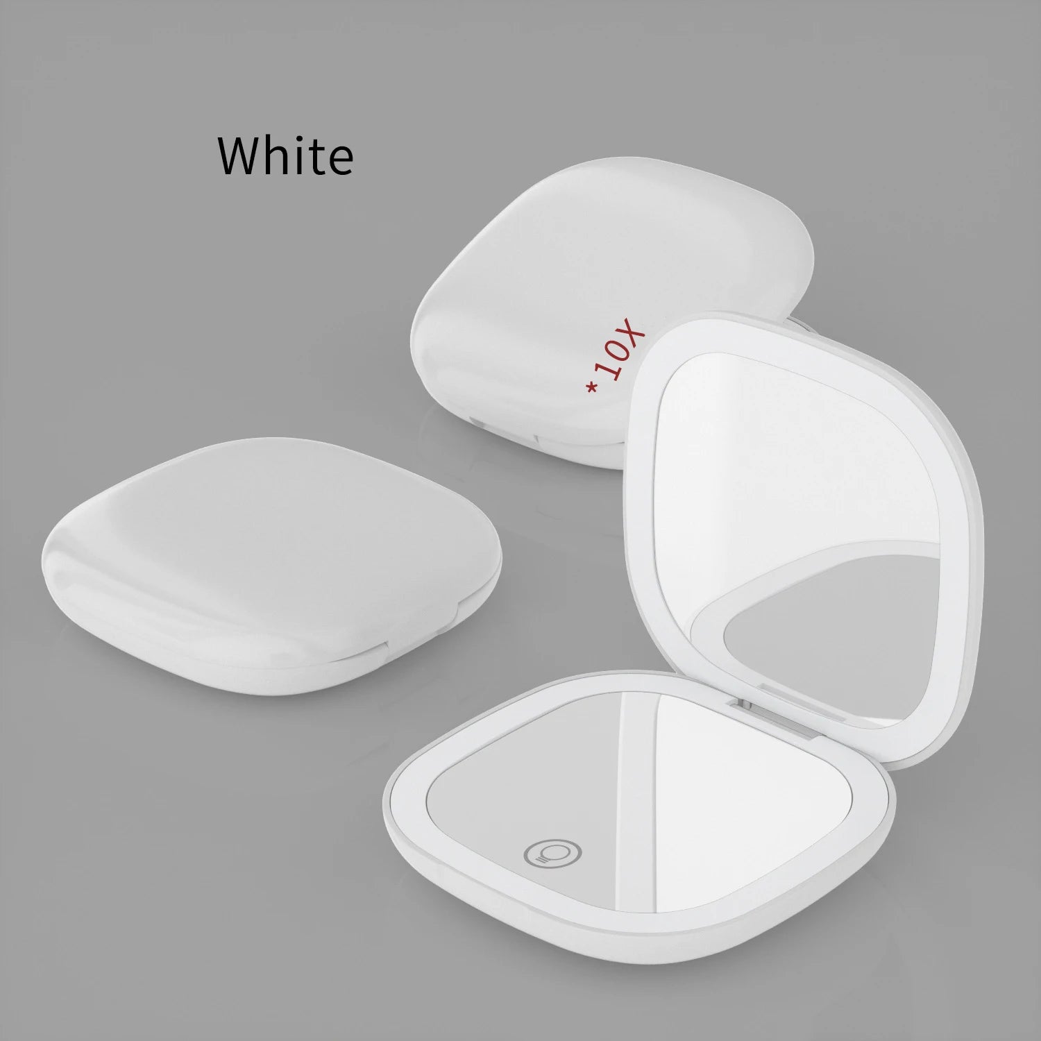 Compact LED USB Rechargeable Touch Screen Tabletop Cosmetic Mirror 10X Magnification Double Sided Portable Travel Makeup Mirror