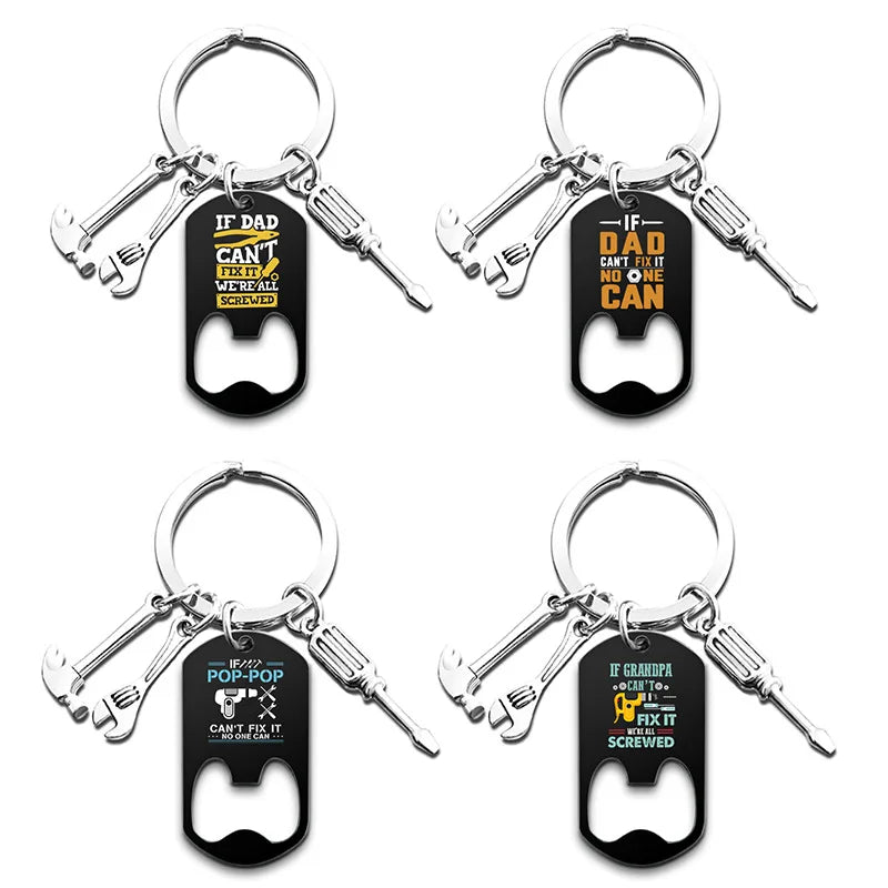 Father's Day Key Chain Color Printing Stainless Steel Bottle Opener Holiday Gift Metal Key Chain