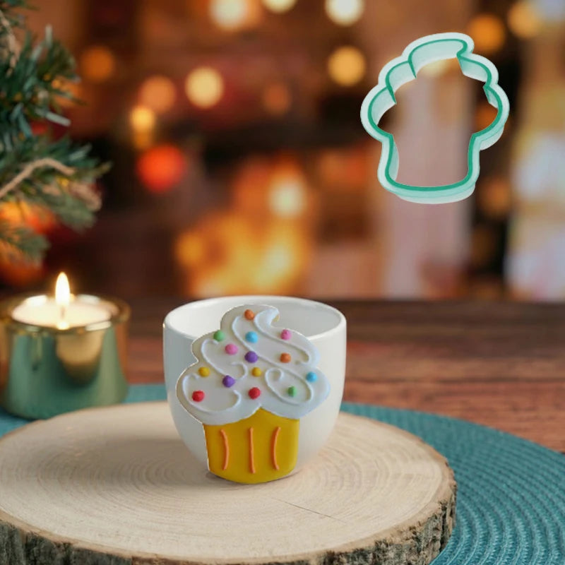 Plastic Cupcake Cookie Fondant Biscuit Cutter Mold Tools and Cookie Cutter Embosser for Cookie Decorating and Royal Icing