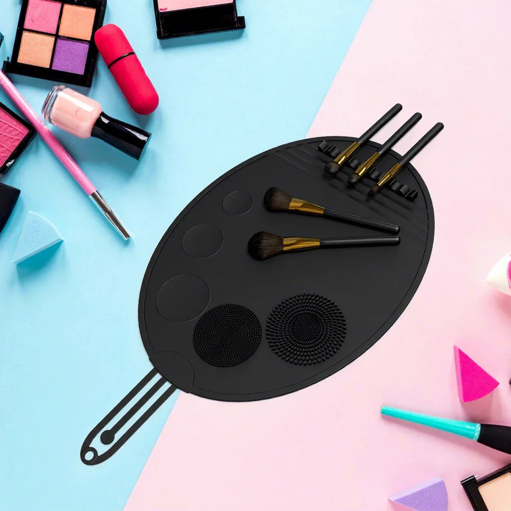 2024 New Custom Make up Brush Desktop Mat Brush Holder Makeup Tool Silicone Collapsible Mat Makeup Foundation Mixing Plate