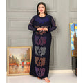 New Turkish Rhinestone Stretchy butterfly Plus-size Women's Dress Ethnic Long Robe Muslim Robe