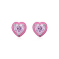 Wholesale 925 Sterling Silver Pink Enamel Heart Stud Earrings Crushed Ice Cut CZ for Women Valentine's Mother's Day Gift