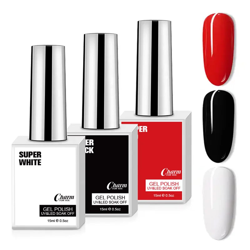 15ml Super White Black Red Color Nail Gel Polish Pure Color Gel Nail Gel Polish