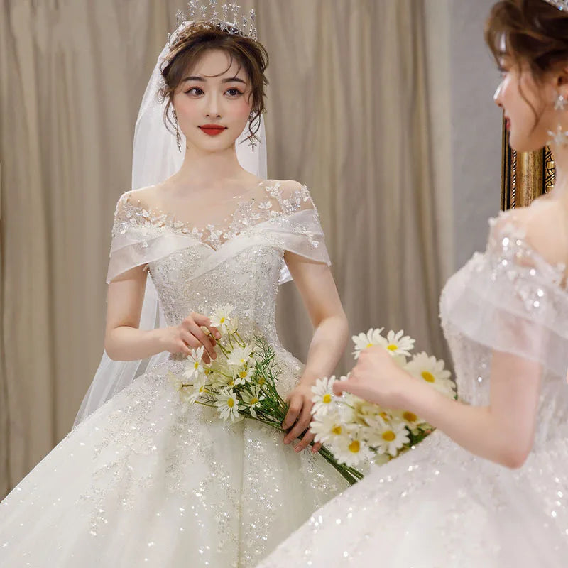 Main Yarn Bride French Women's Big Train Brigade Shot Classic Wedding Dress
