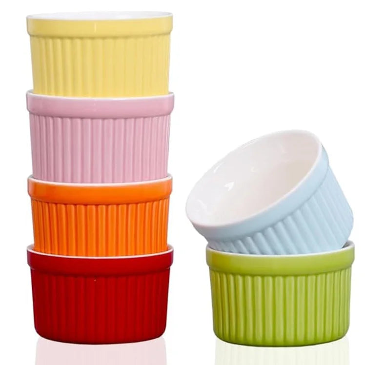 Wholesale 4oz 6oz 8oz 12oz Ramekins Oven Safe Baking Bowls Colorful Ceramic Pudding Bowl