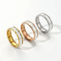 Stainless Steel Mini Shiny Rhinestone Square Zircon Inlaid Wedding Rings for Couples Set and Engagement