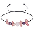 Minimalist Handmade Crystal Bracelet for Women Ins Trendy Woven Adjustable Bracelet Natural Rose Quartz Amethyst Beads Wax Rope