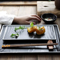 Custom Logo Japanese Ceramic Flat Round Rectangle Serving Plate Matte Black Japandi Design for Restaurant Hotel Dinner Dishes