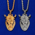 Fashion Male Jewelry Vintage Retro Animal Lion Head Stainless Steel Charm Pendant Necklace for Men