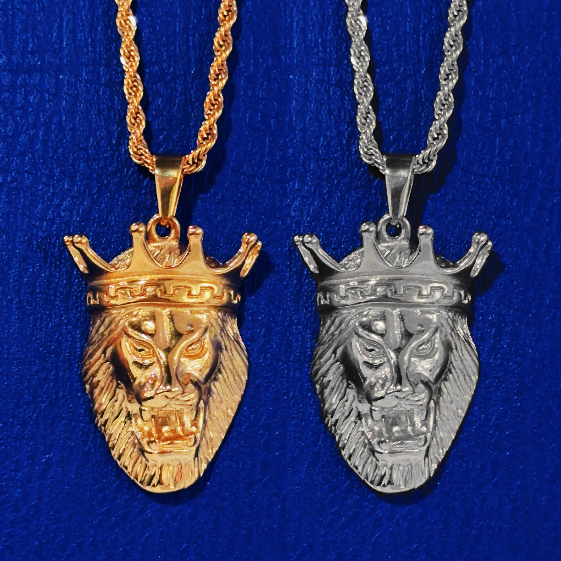 Fashion Male Jewelry Vintage Retro Animal Lion Head Stainless Steel Charm Pendant Necklace for Men